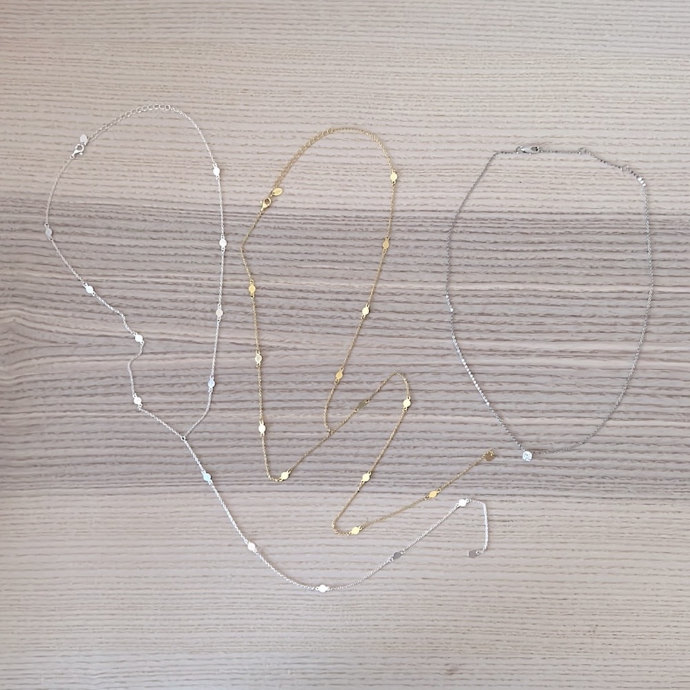 Dainty Minimalist 3 Necklace Bundle: 1 Pendant and 2 Lariats